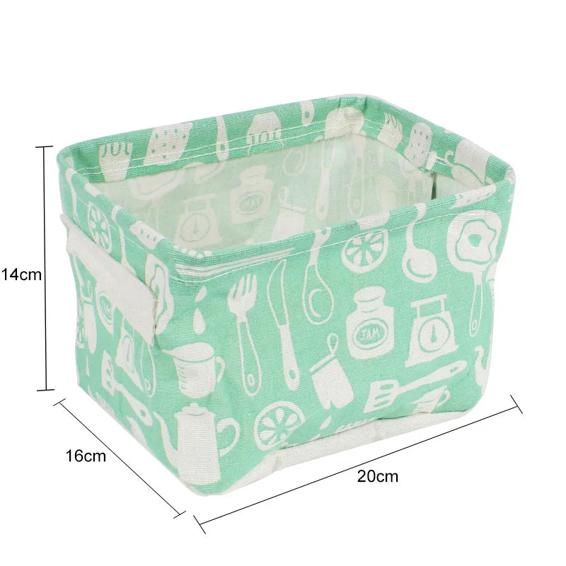 Linen Desktop Storage Box Waterproof Toy Sundries Storage Basket Cosmetic