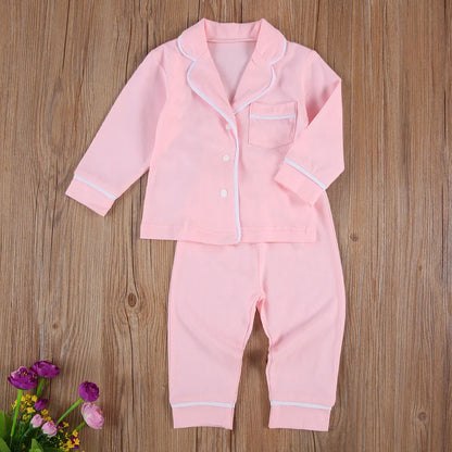 Infant Kids Baby Girls Boys 2Pcs 100% Cotton Pajama Sets Long Sleeve Jacket