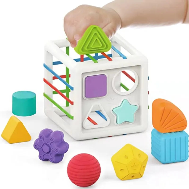 Baby Shape Sorter Toy Montessori Sensory Cube Sorting Toys