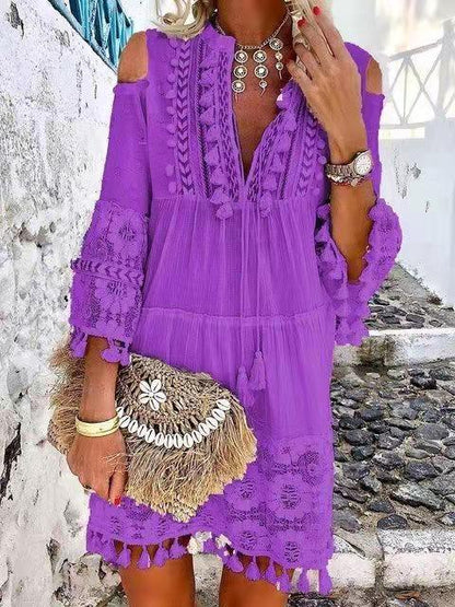 Inspired New Design 2022 Boho Hollow Out Short Dress Women