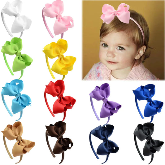 6Pack Hair Bows Plastic Hair Headband Grosgrain Ribbon Headbands Hair Hoops