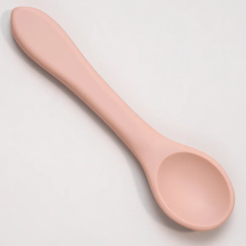 Silicone Spoon Feeding Baby Spoons Toddler Flatware Candy Color Spoon for Kids