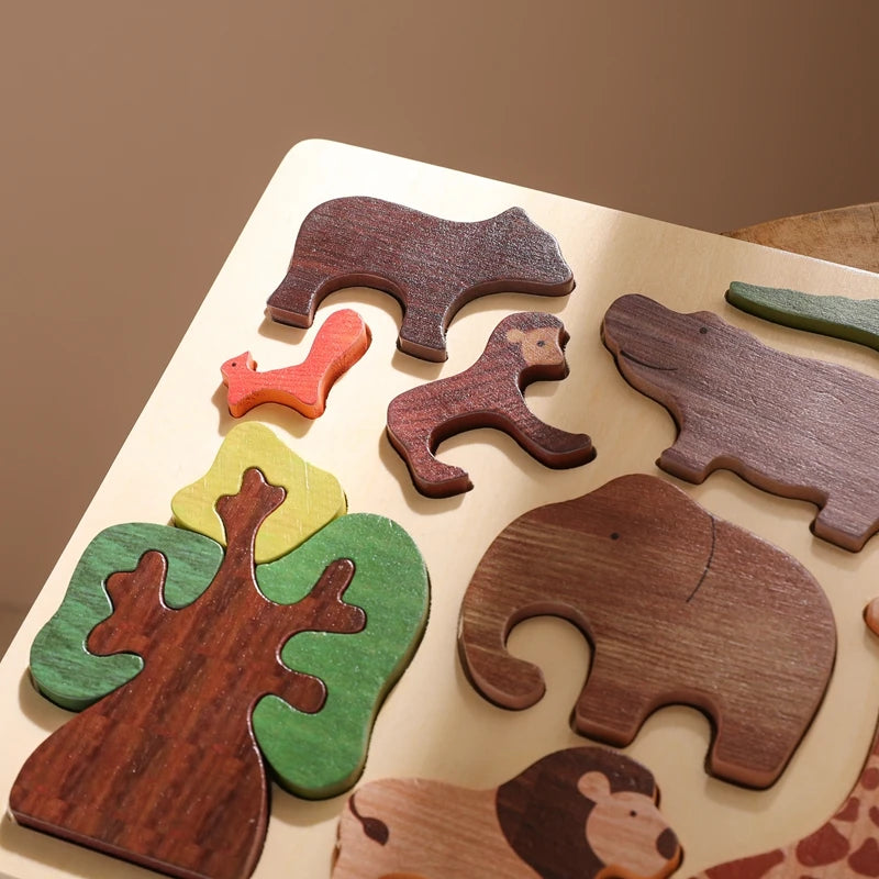 Wooden Educational 3D Puzzle for Children Cartoon Animal