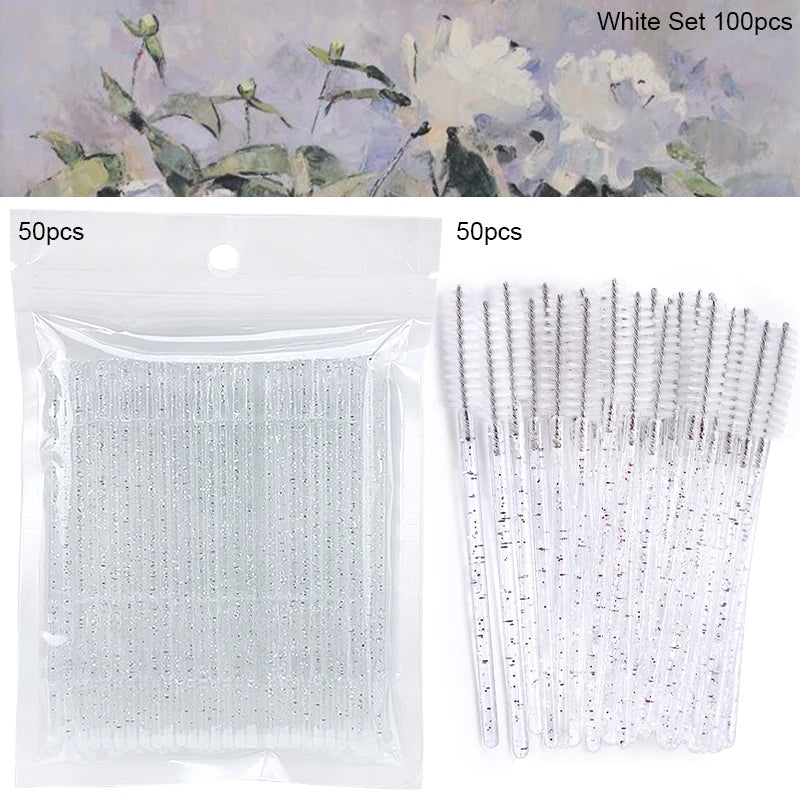 Eyelash Brushes 100pcs Eyebrow Tools Crystal Microbrush for Eyelashes Mascara