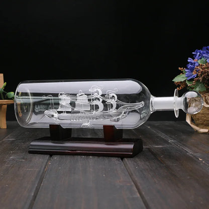 Home Decore Ship in a Bottle Glass Boat Wooden Home Room Decoration Vintage Home