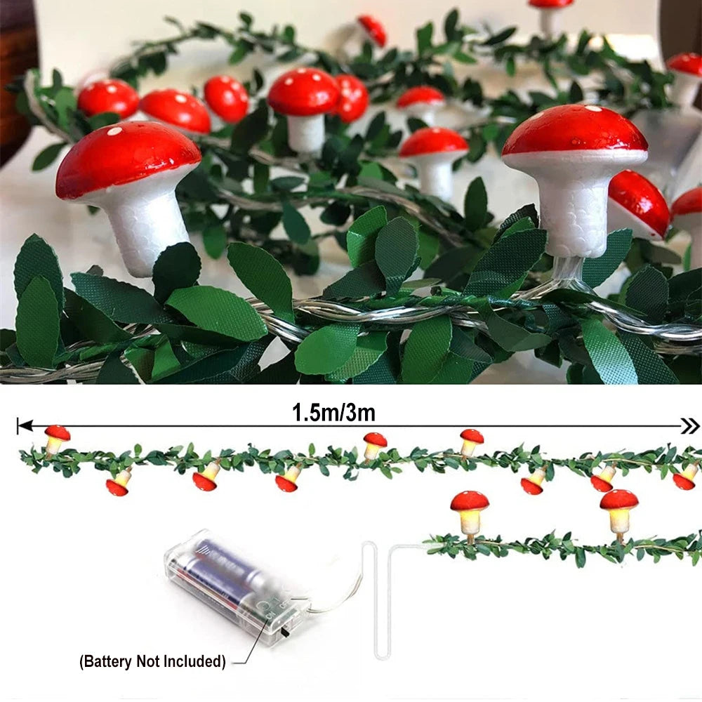 20leds 10leds New Year Decoration Lights LED Green Leaf Vine Mushroom