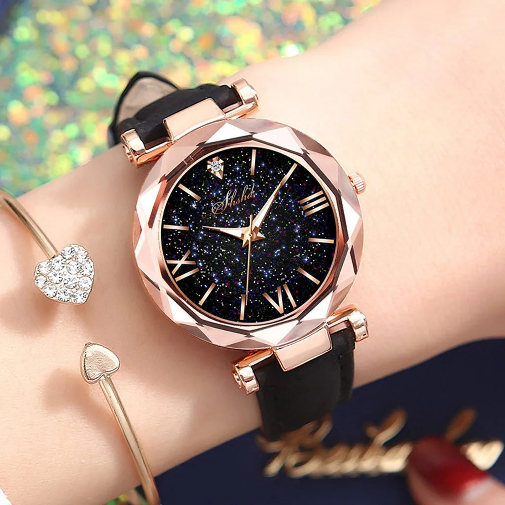 Fashion Luxury Watch Men Women Stars Little Point Frosted Quartz Watch