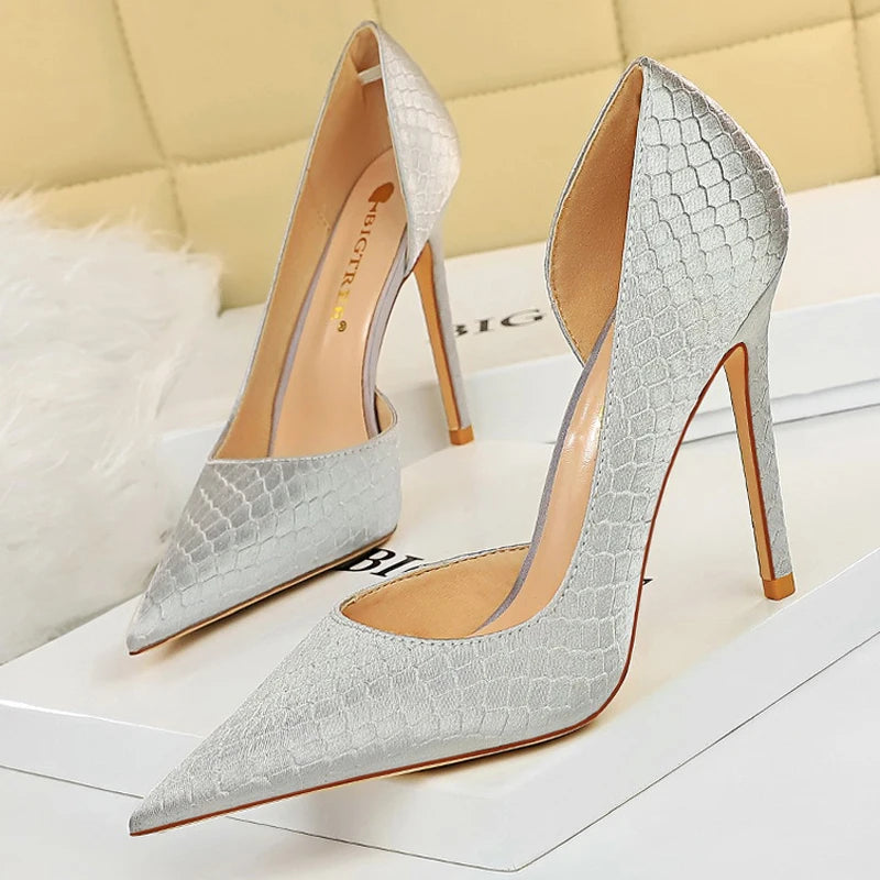 BIGTREE Shoes New Snake Pattern Women Pumps Sexy High Heels Party Shoes