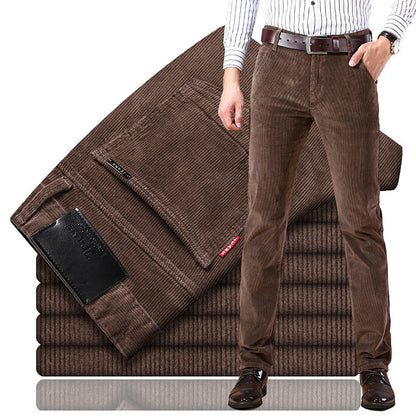 Mens Corduroy Long Pants Winter Thicken Warm Casual Men's Trousers