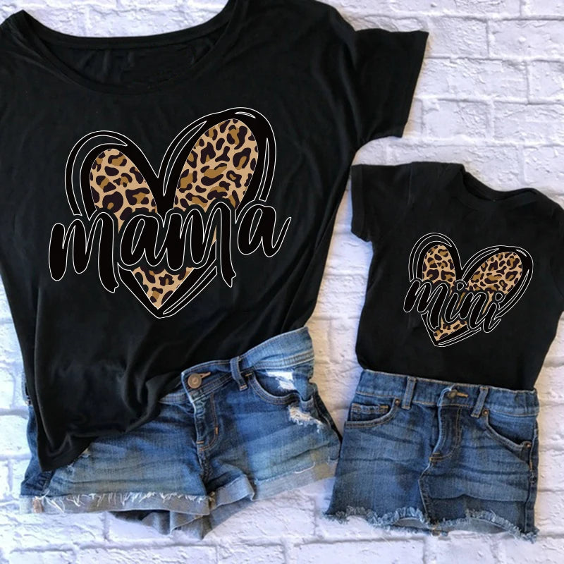 Tshirt Family Leopard Love Mother Kids Tshirts Baby Girl Matching Outfits