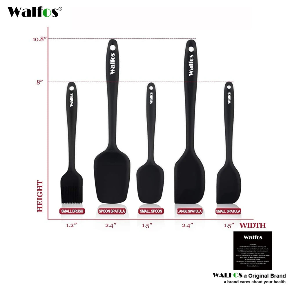 WALFOS Kitchen Utensil Cooking Tools Silicone Spatula Set Spoon Cake Spatulas