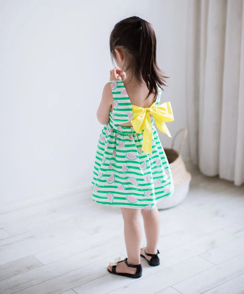 Girls Summer Clothing,Girl Stripe Dress Kids Watermelon Dress Back