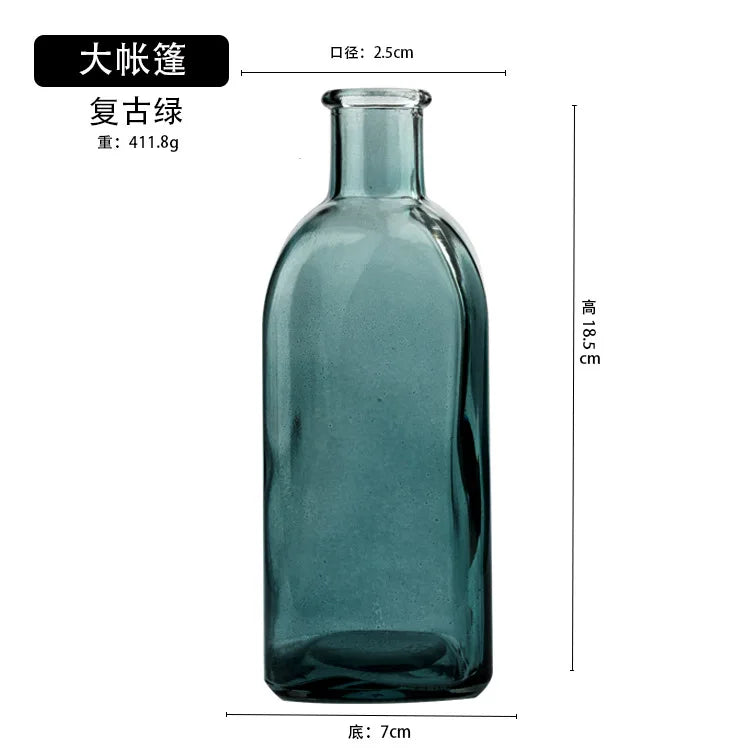 Colorful Glass Vase Transparent Simple Glass Bottle Table Crafts Ornaments