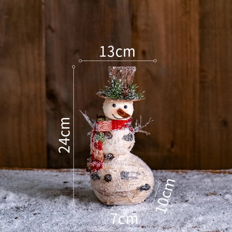 Snowman Birch Bark Doll Christmas Ornament Merry Christmas Decorations for Home