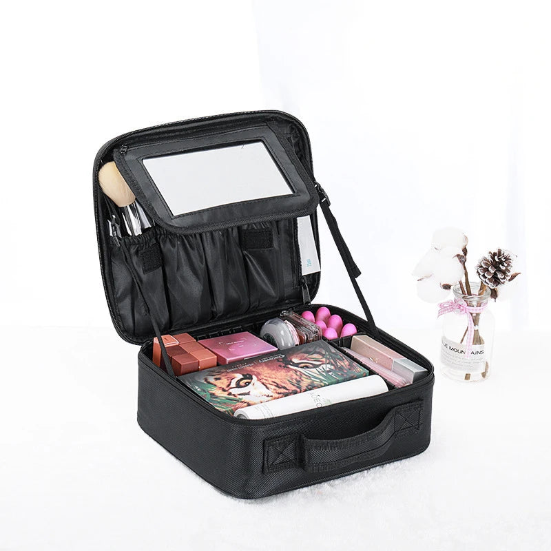 Smart LED Cosmetic Case With Mirror Cosmetic Bag Travel Makeup Bags for Women