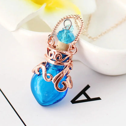 1PC Murano Glass Perfume Necklace Small Heart Essential Oil Bottle Pendants