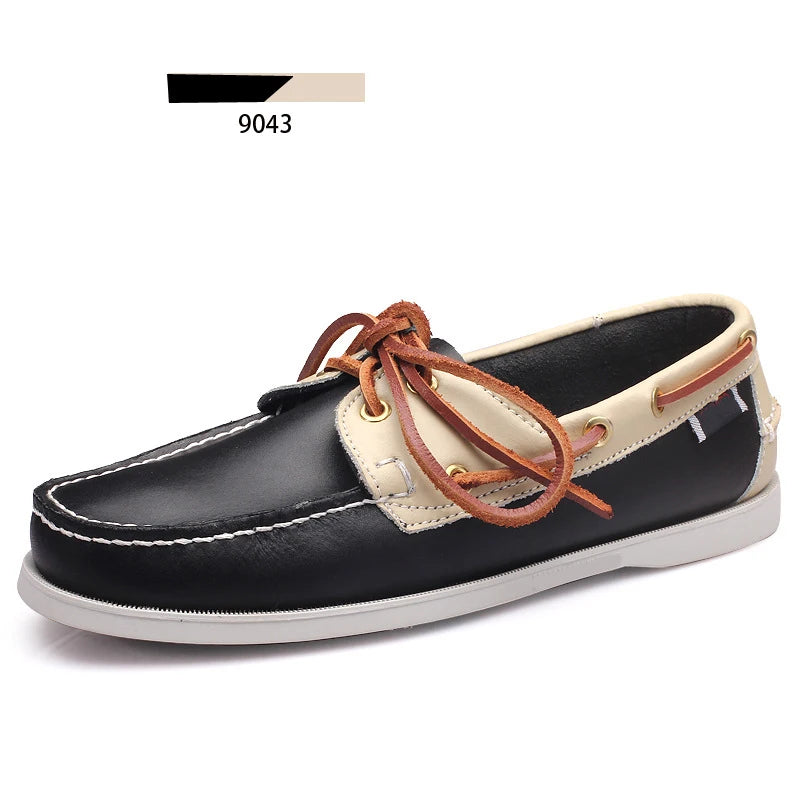 Big Size Loafers Men Shoes Genuine Leather Driving Shoes Retro Fashion Flats