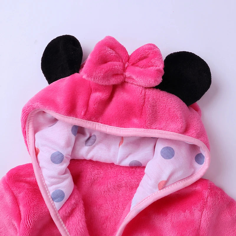 Cartoon Children's Robe Flannel Baby Bathrobe Long Sleeve Hooded Kids Bath Robe