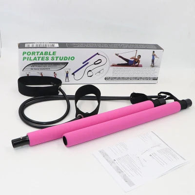 Portable Home Crossfit Yoga Bar Fitness Stick Resistance Bands Rod Pull Rope