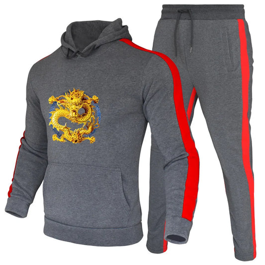 Men's Sets Hoodies+Pants Autumn Winter Hooded Sweatshirt Men Sweatpants Fashion