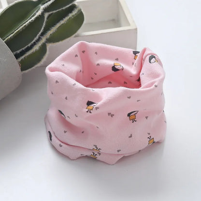 Korean Cotton Children's Scarf LIC Printed Cartoon Plaid Ring