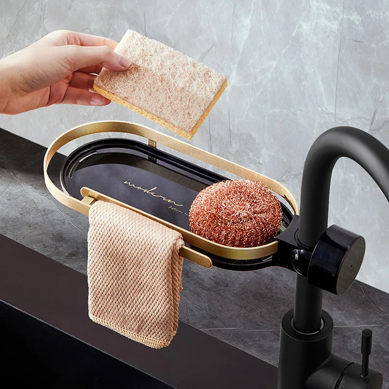 Faucet Storage Rack Kitchen Bathroom Sink Sponge Cloth Drain Rack Storage Rack