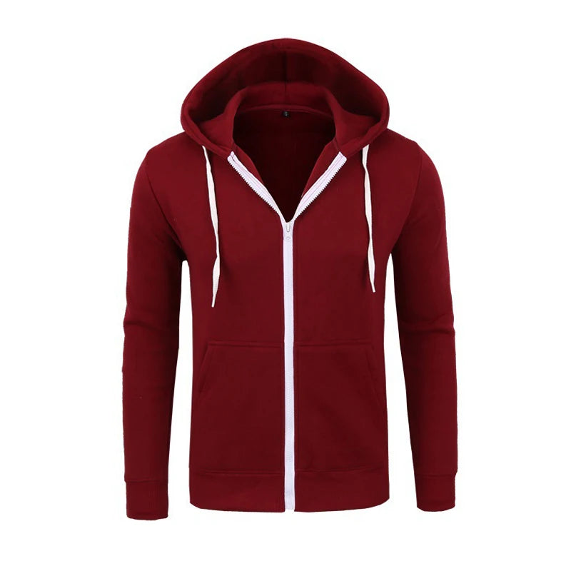 DIMUSI Mens Hoodies Fashion Mens Solid Color Sweatshirt Slim Jackets Mens