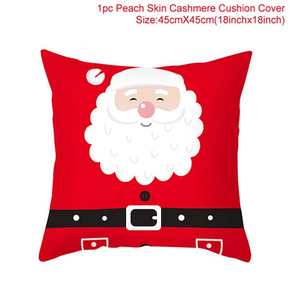 Merry Christma Decorations for Home Reindeer Santa Claus Tree Cushion Cover