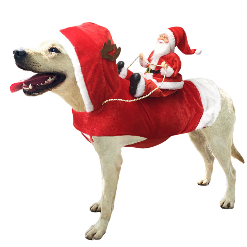 Pet Dog Christmas Costume Santa Claus Riding Dress Christmas Pet Clothes Riding