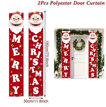 Christmas Door Decoration 2024 Merry Christmas Banner Decor for Home