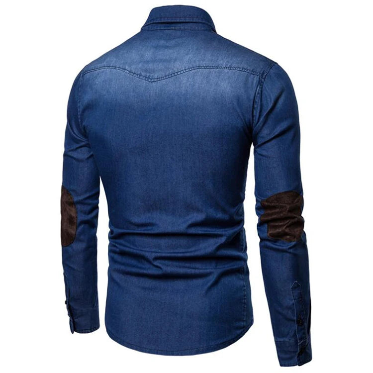 Denim Shirt Men Long Sleeve Men Casual Cotton Jeans Slim Shirt