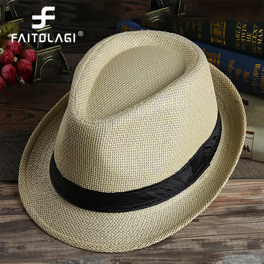 Fashion Men Straw Hat for Women Summer Trendy Beach Sun Hats Solid Color