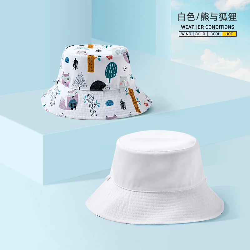 Children's Hat Double-Sided Fisherman Hats Summer Sunscreen Cap Boys