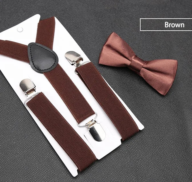 Kids Suspenders With Bowtie Fashion Children Bow Tie Set Boys Suspenders