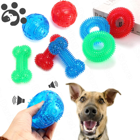 Pet Dog Squeaky Toy Dog Rubber Squeaker Toys Safety Durable Dogs Ball Toy