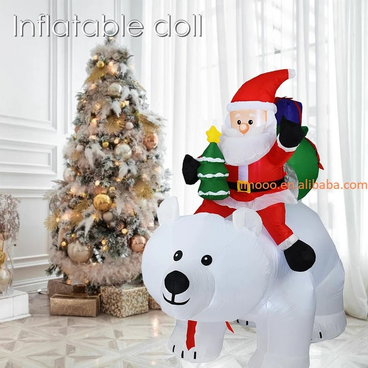 2.1m Shaking LED Inflatable Bear Snowman New Year Doll Outdoor Garden Toys