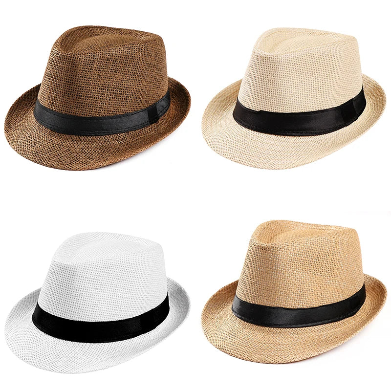 Fashion Men Straw Hat for Women Summer Trendy Beach Sun Hats Solid Color