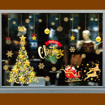 New Christmas Decoration Window Stickers Santa Gifts Merry Christmas Mirror