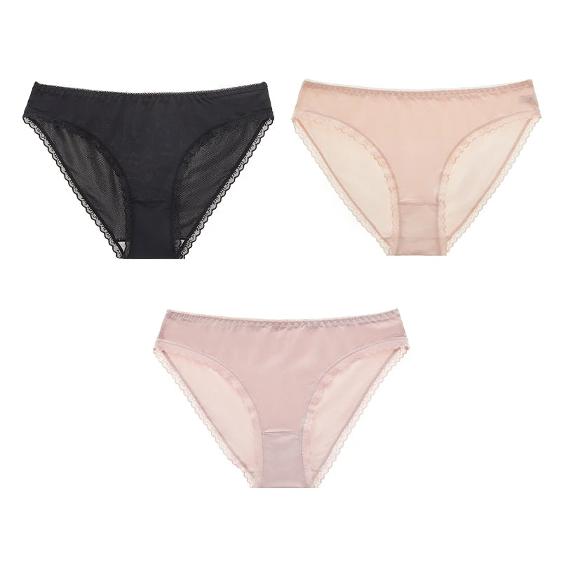 3Pcs Ice Silk Women's Soft Underwear for Woman Panties High Quality