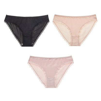 3Pcs Ice Silk Women's Soft Underwear for Woman Panties High Quality