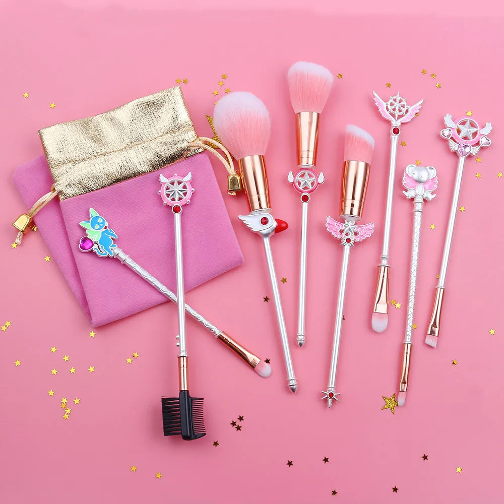 White Cardcaptor Sakura Makeup Brushes Set Tools Kit Eye Liner Shadow