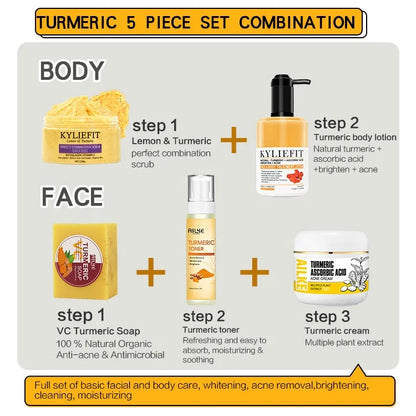 Ailke Beauty Facial Anti Acne Aging Tumeric Face Skin Care Set Organic