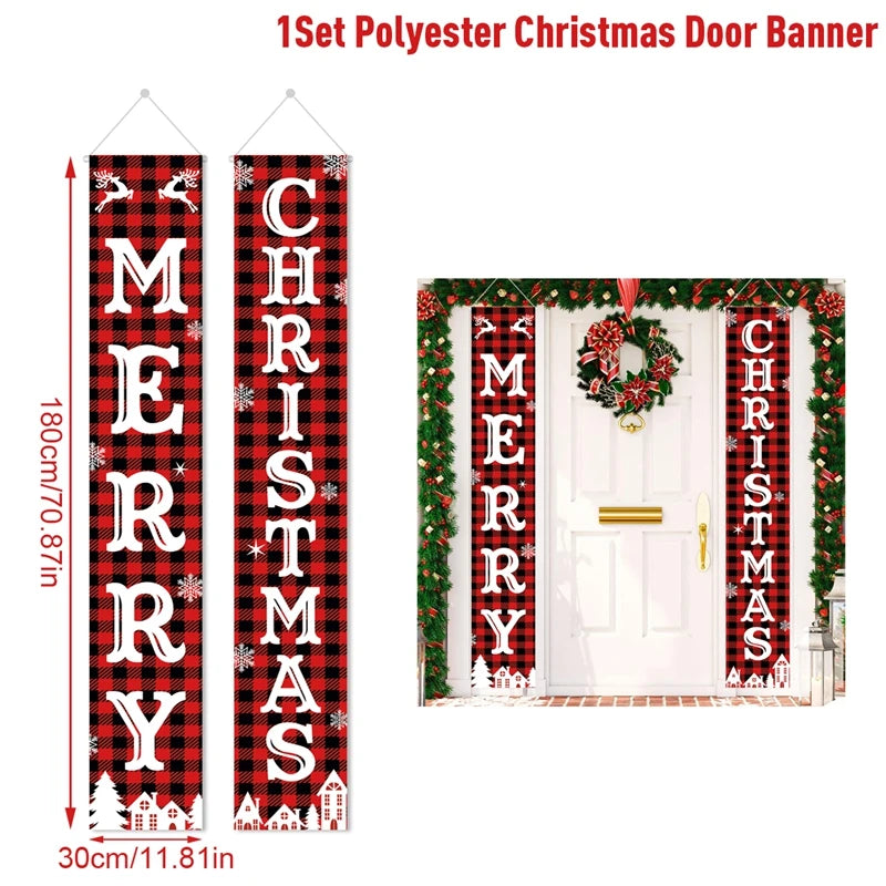 Christmas Door Decoration 2024 Merry Christmas Banner Decor for Home