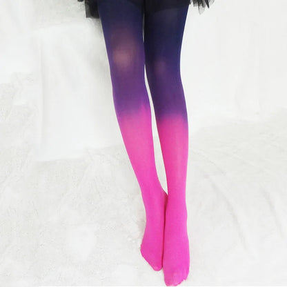 Sumodx Women's 120D Velvet Tights Candy Color Gradient Sexy Opening Crotch