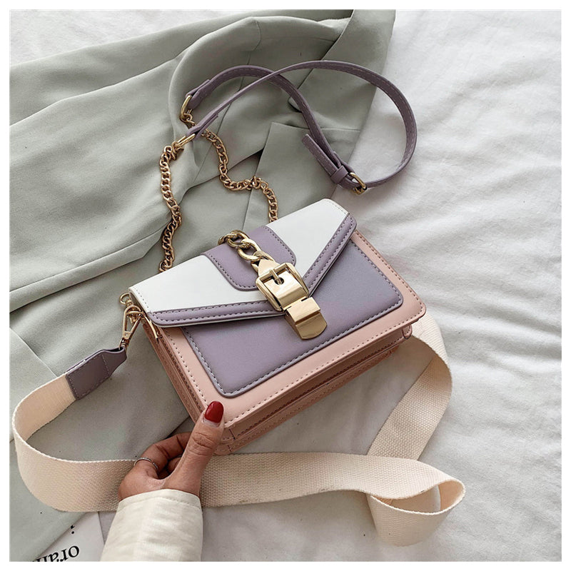 Luxury Designer Contrast Color  Ladies Shoulder Bag Women Small Square Handbags