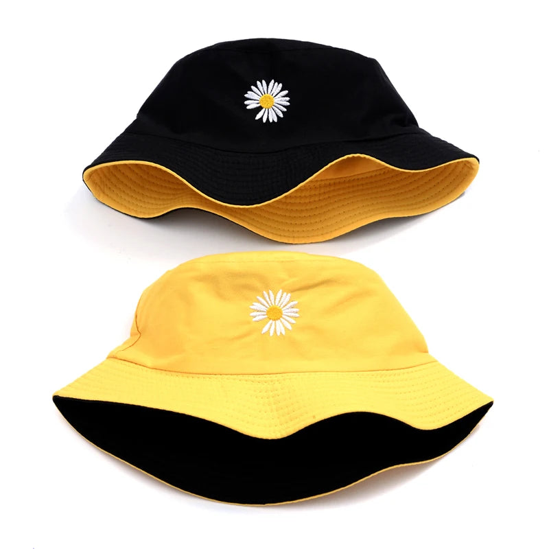 Reversible Black Yellow Duck Bucket Hat for Men Women Summer Sun Hat