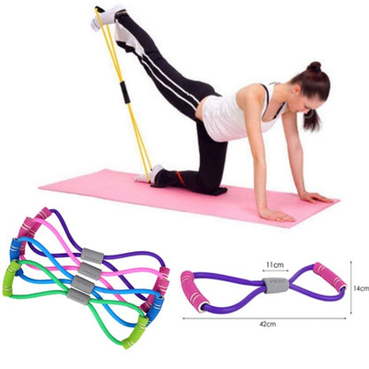 Yoga Gum Fitness Resistance Figure 8 Tubing Bowtie Pilates Tube Expander Rope