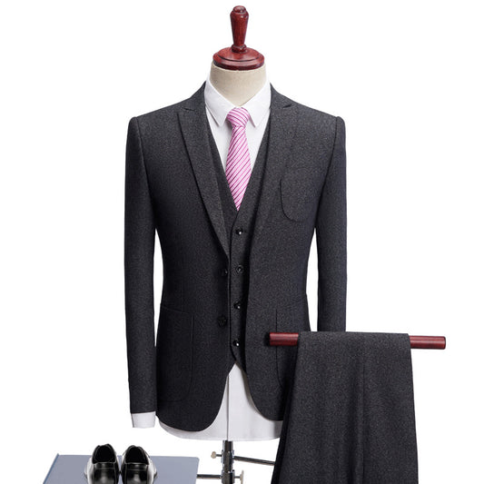 High Quality Cotton  Tweed Man Clothing Fasion Three Piece Suits