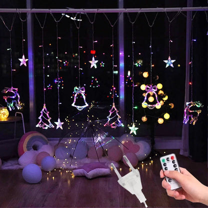 LED Star Lamp Curtain Garland Fairy String Lights Christmas Decoration Outdoor