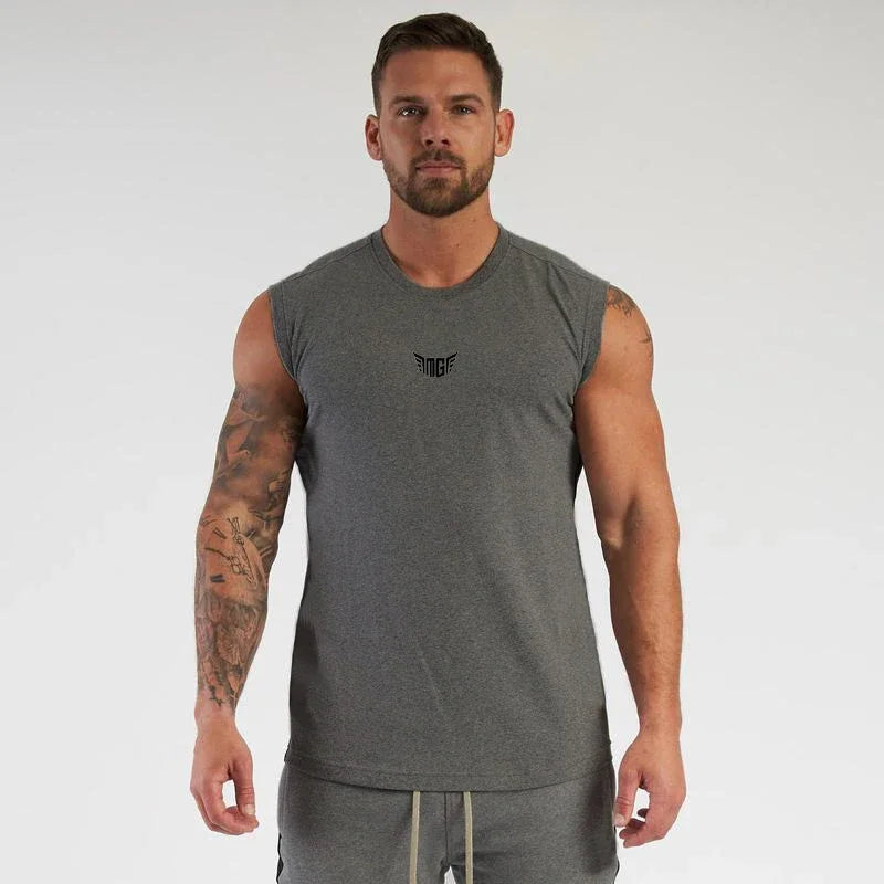 Summer Compression Gym Tank Top Men Cotton Bodybuilding Fitness Sleeveless